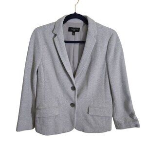 Talbots NWOT Neutral Gray Tweed 2 Button Blazer Career Office Spring Size 10p